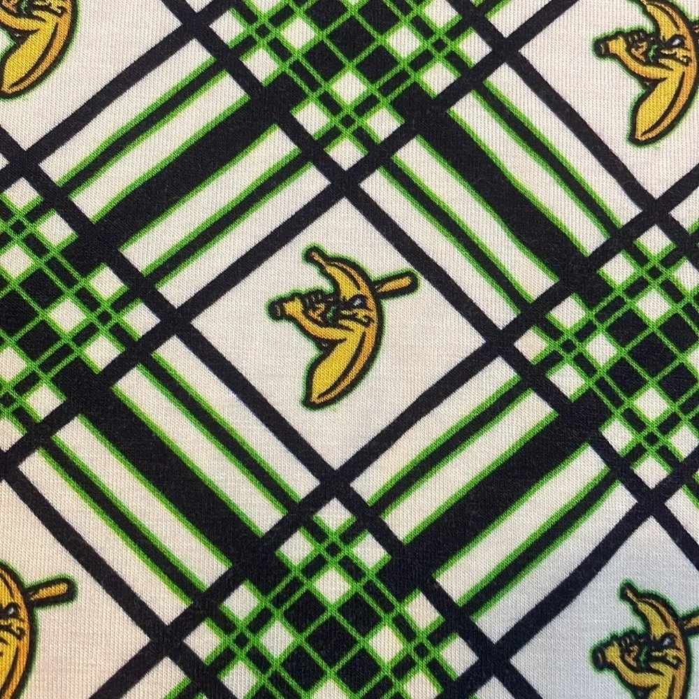 Peaz N’ Carrots Savannah Banana Baseball Logo Plaid Soft Pajama Top size 9/10